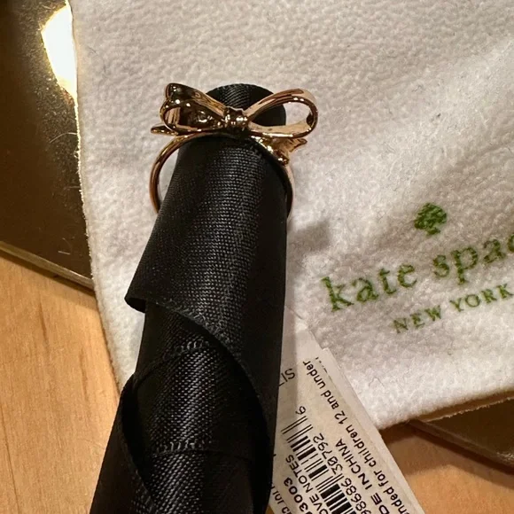 NWT Kate Spade Dainty Gold Bow Ring + Dustbag - Picture 4 of 9